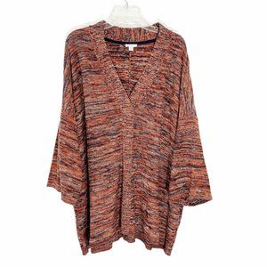 # J. Jill 2X Multicolor V-Neck Sweater - Rust & Brown Blend
